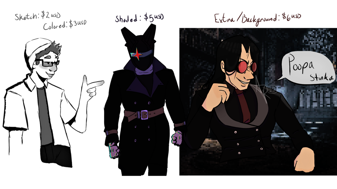 Busts/Halfbody (Range from $2 USD - $6 USD)